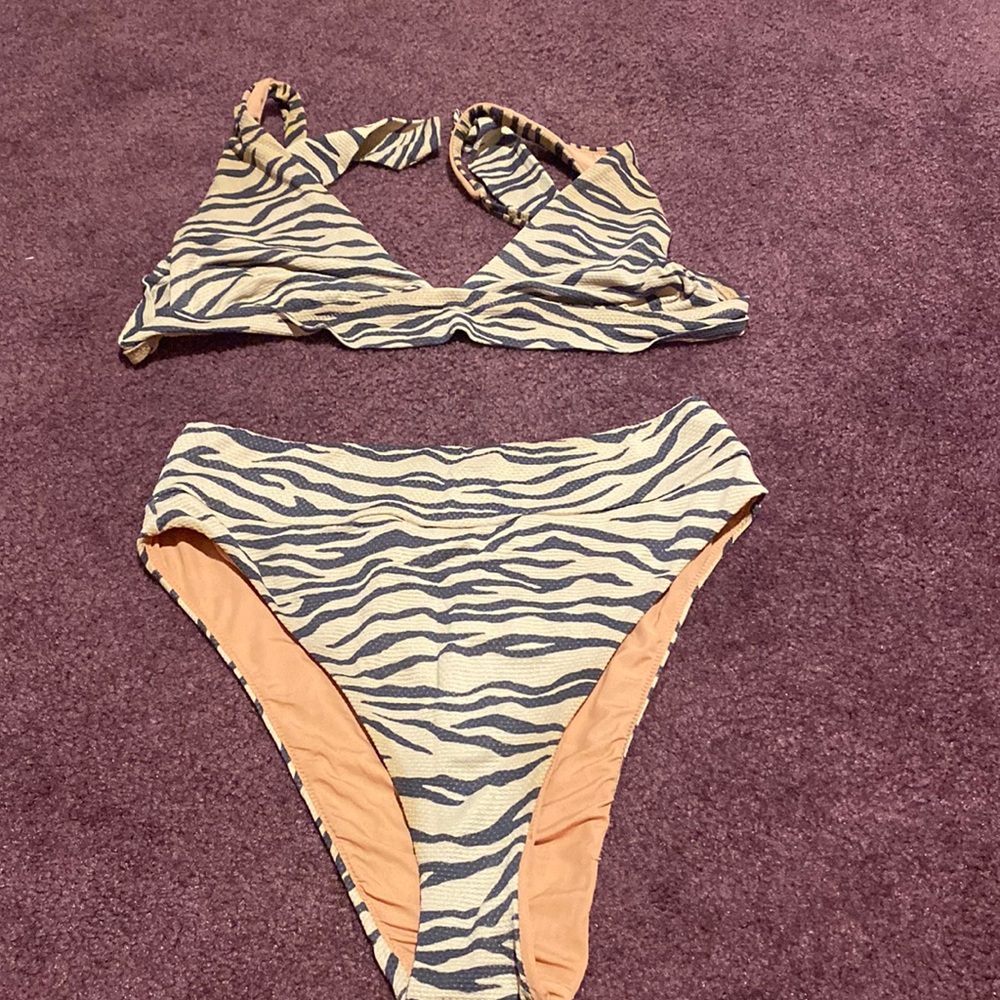 High waisted cheetah print bikini set